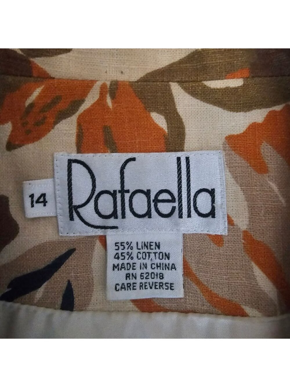 Rafaella Vintage Autumn Shade Floral Linen-Cotton Lined Blazer Jacket Size 14 - Picture 7 of 11